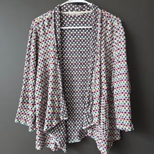 Mastro Moda Made in Italy Cotton Open Front Textured Check Knit Cardigan Sweater